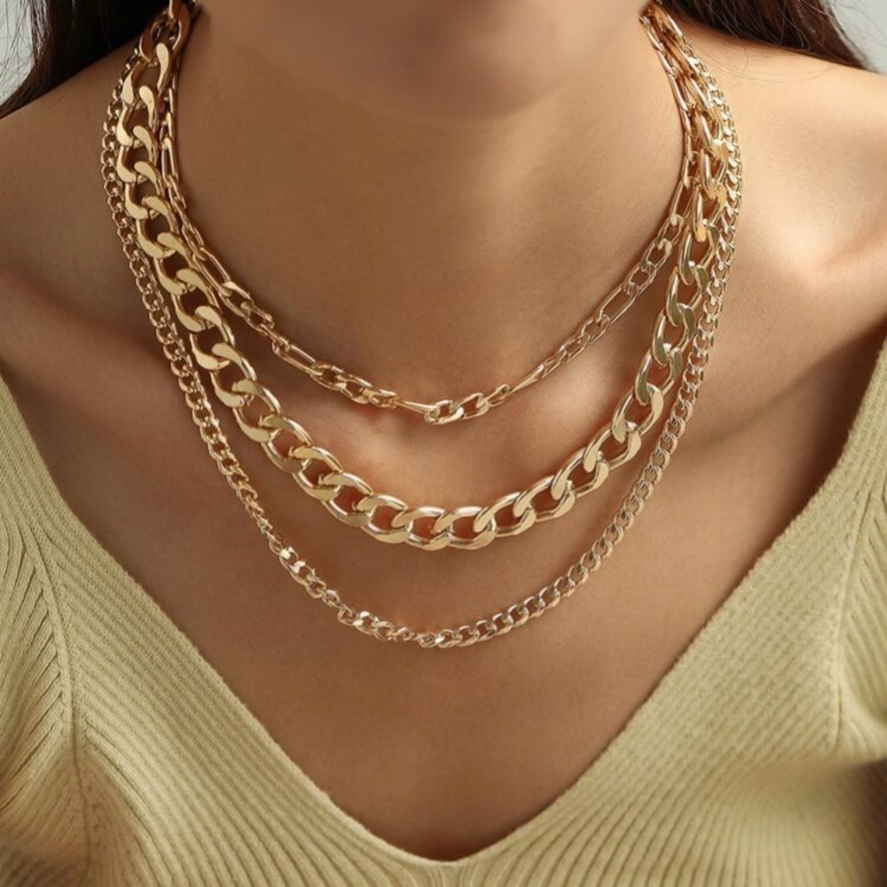 3 Piece Gold Chain Necklace Set - Picture 3 of 3